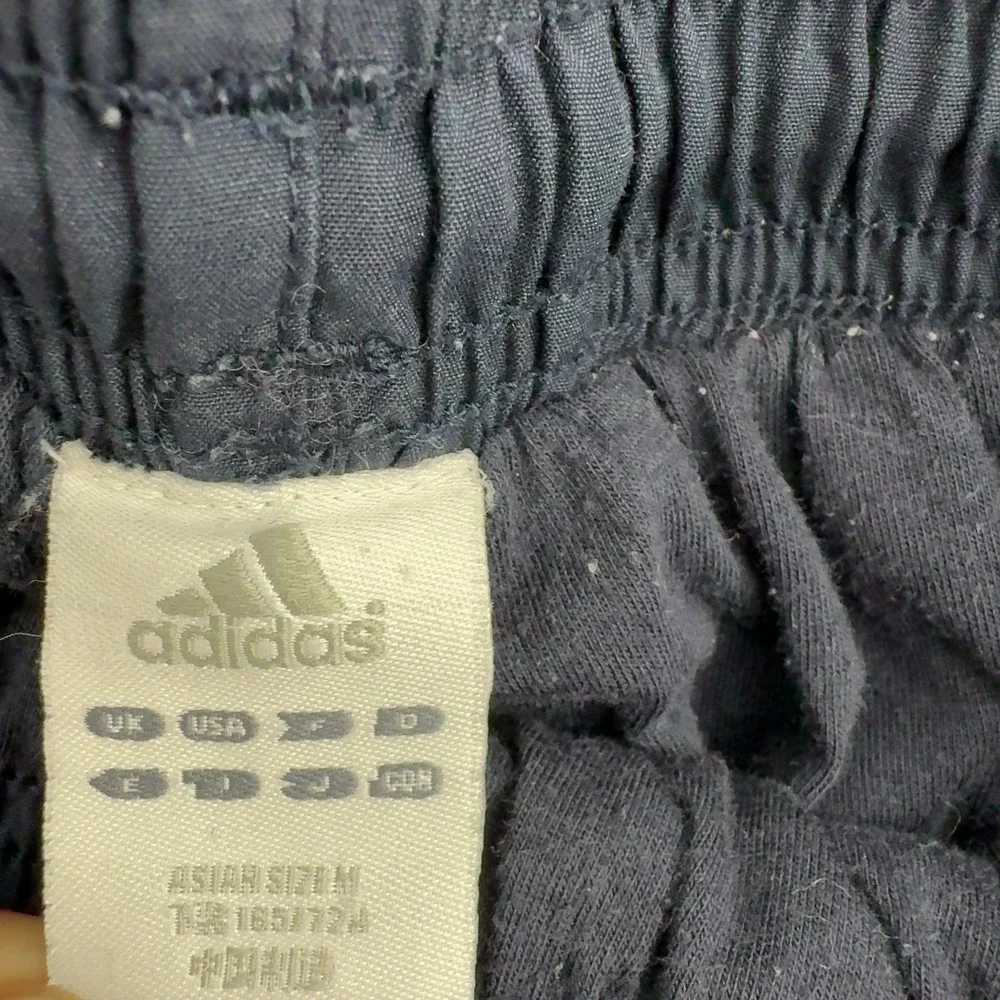 Vintage Adidas Track Pants Mens M Navy Polyester Elastic Waist Athletic Style